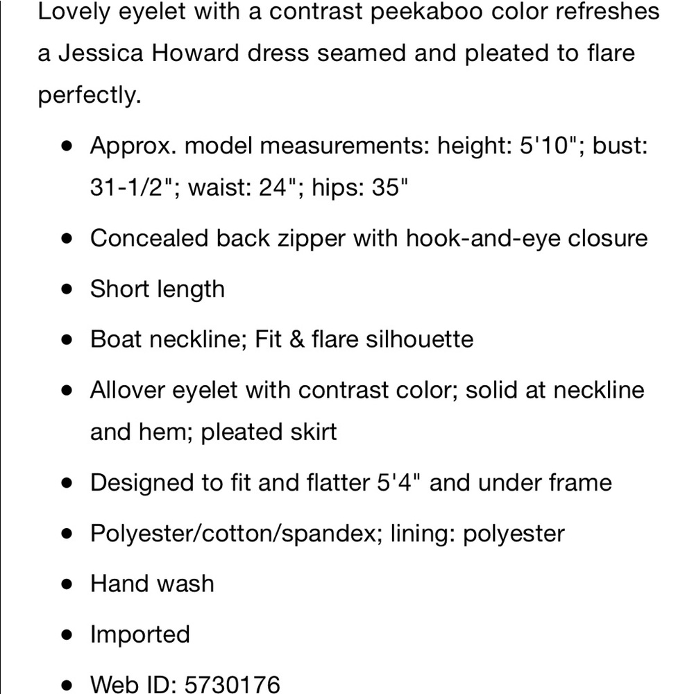 SOLD Jessica Howard Contrast Eyelet Fit & Flare Dress - Picture 8 of 8